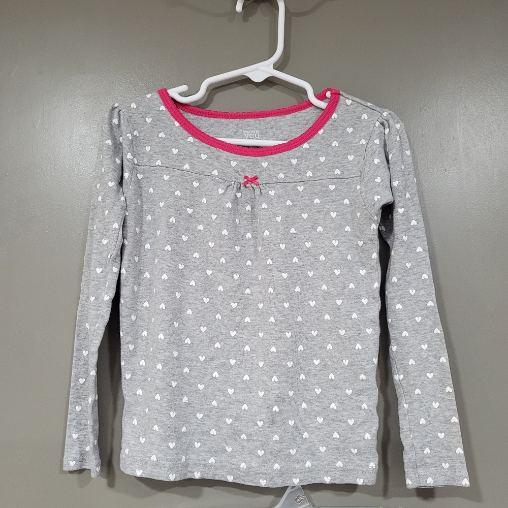 Carter's pajamas 5T girls gray with white hearts